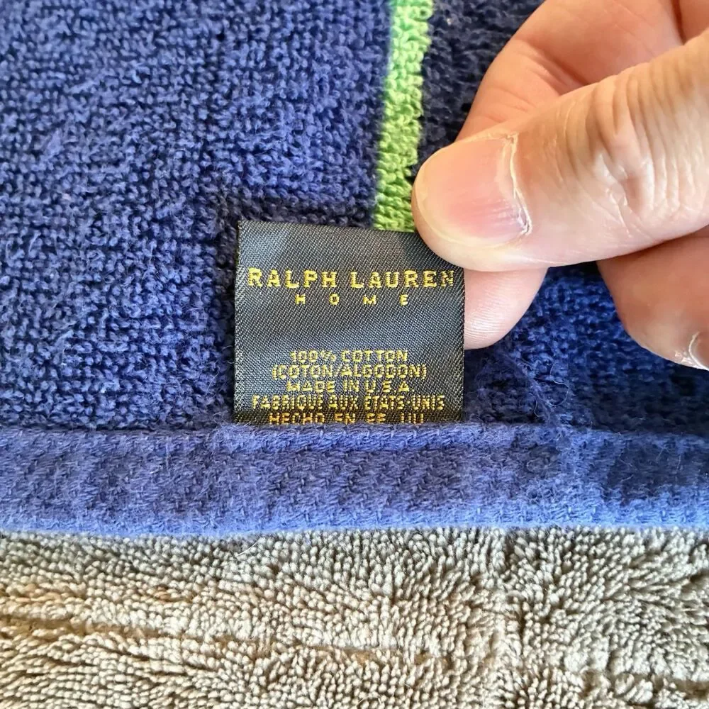 VTG Ralph Lauren Large Towel Polo Striped Blue Green Yellow Red 36